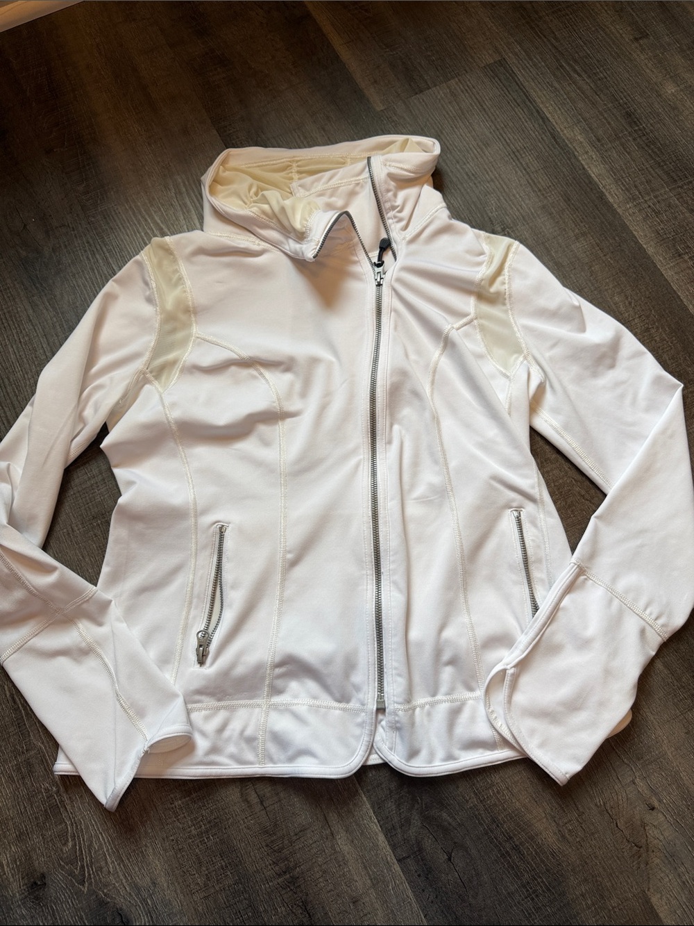 Zella White asymmetrical Full-Zip Athletic Jacket high collar